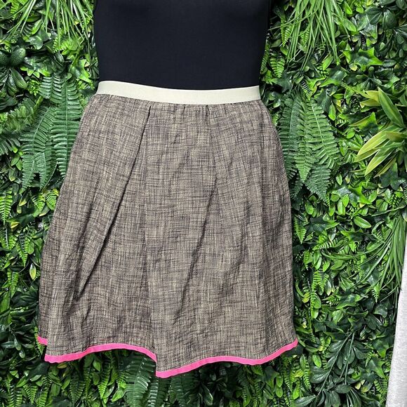 HACHE Skirt Women Italy 46 US Large A Line Pleated Stretch Waist Pink Hem 2385 - Picture 8 of 12